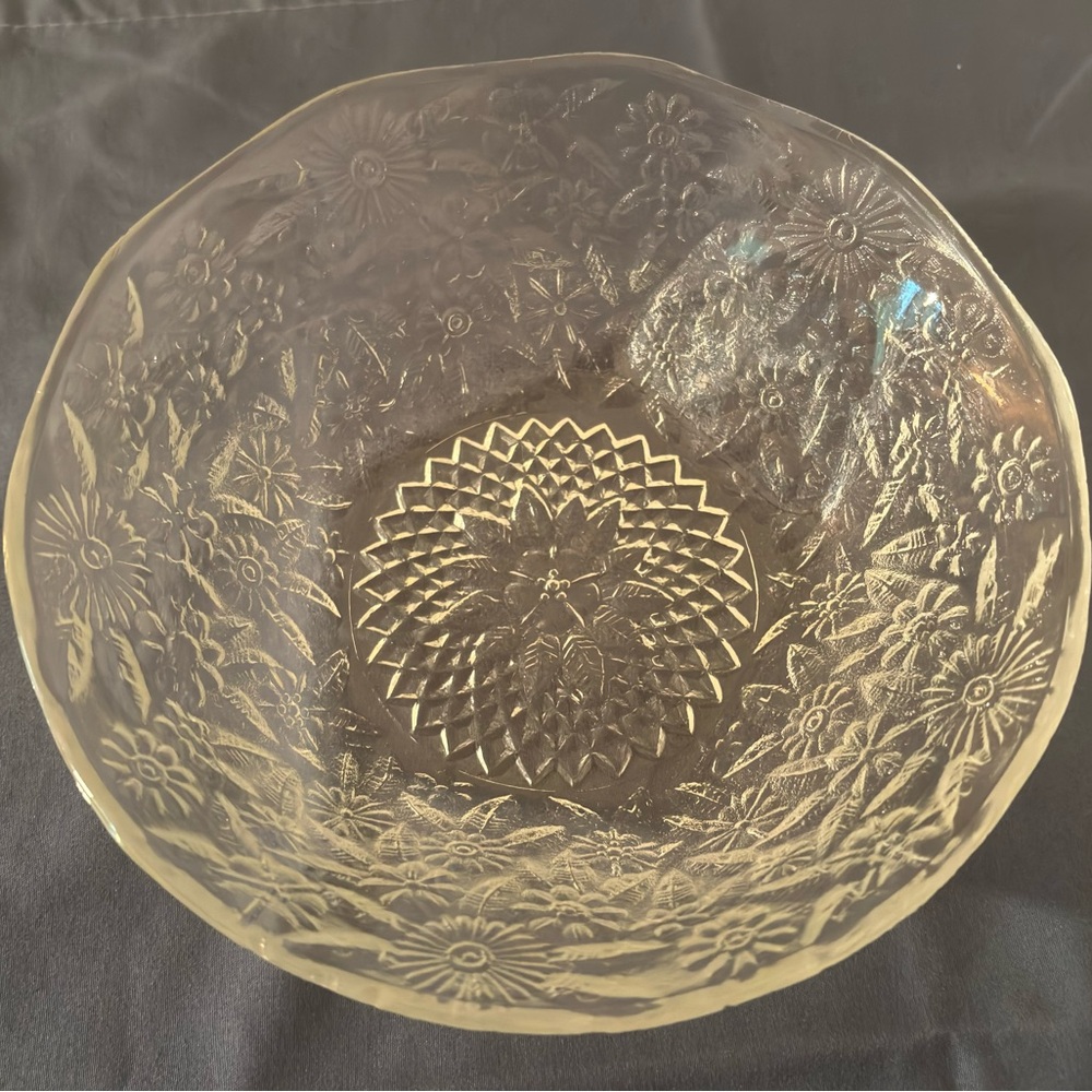Intricate Floral Glass Bowl